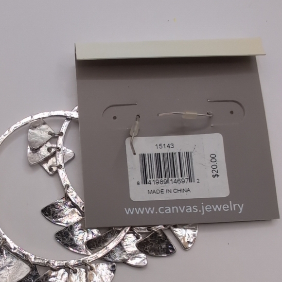 Bella Canvas Silver Dangle Hoop Earrings - Picture 4 of 5
